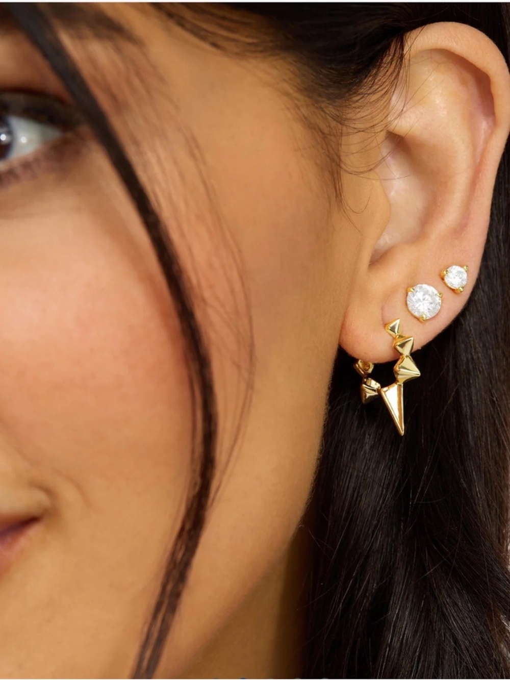 NWT Melinda Maria Gold “Gabriella Spiked Hoops”